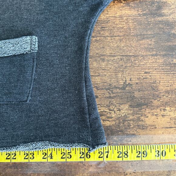 Poof Boxy Cropped Sweatshirt Medium Gray Blue Raw Hem Grunge Loungewear EUC - Picture 6 of 9